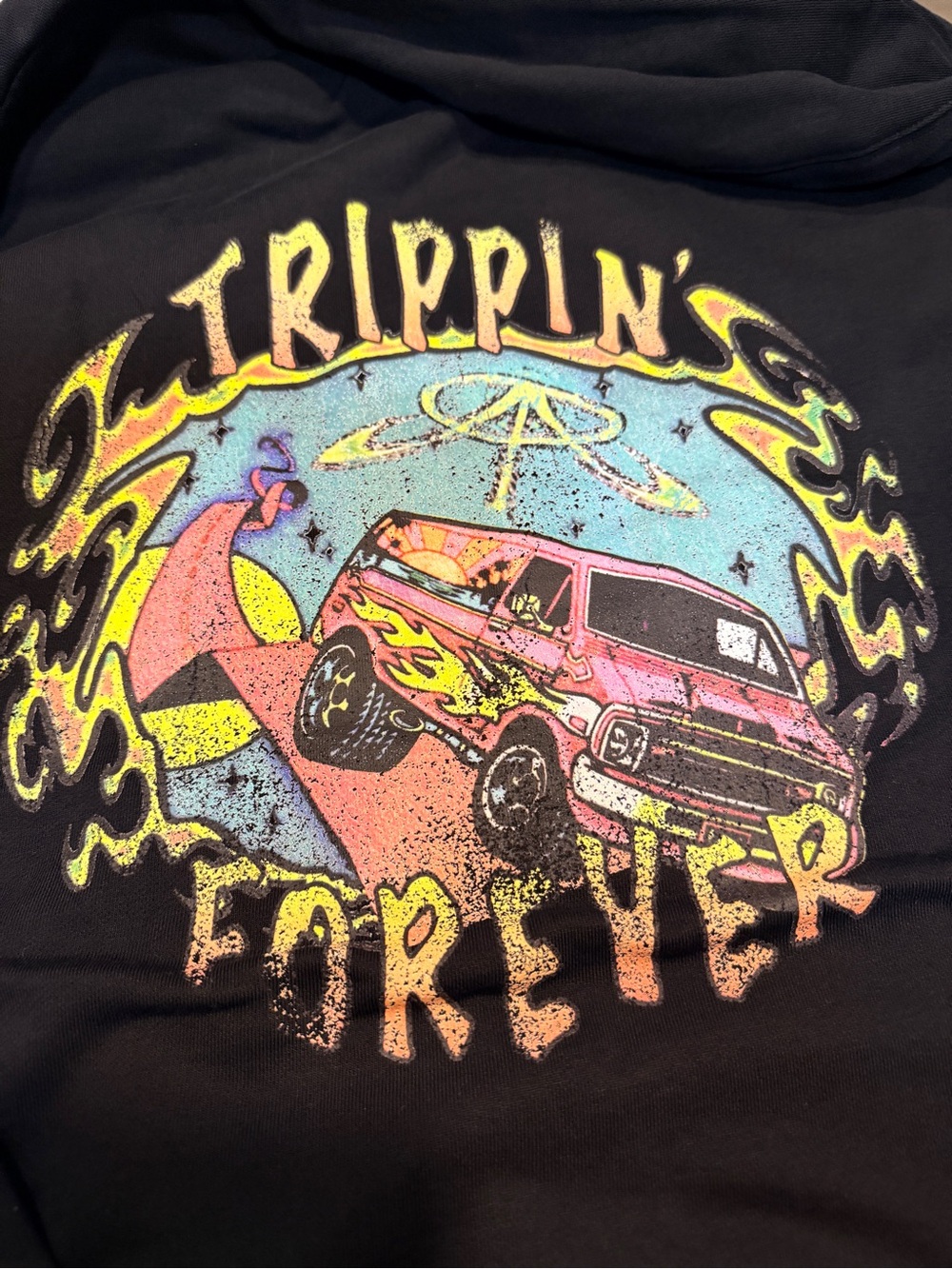 RTA Trippin’ Free Graphic Hoodie Black Size Large New with Tags